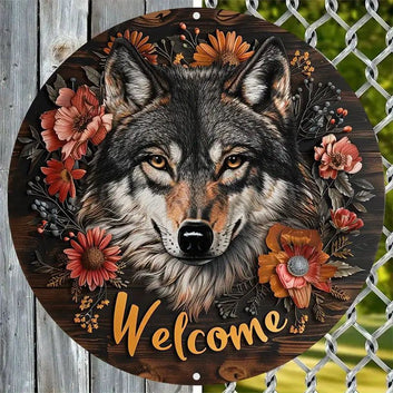 Welcome Wolf Metal Sign Spirit Animal Home Decor