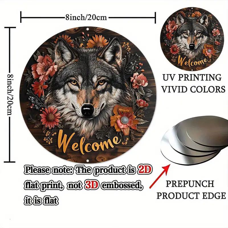 Welcome Wolf Metal Sign Spirit Animal Home Decor-MoonChildWorld