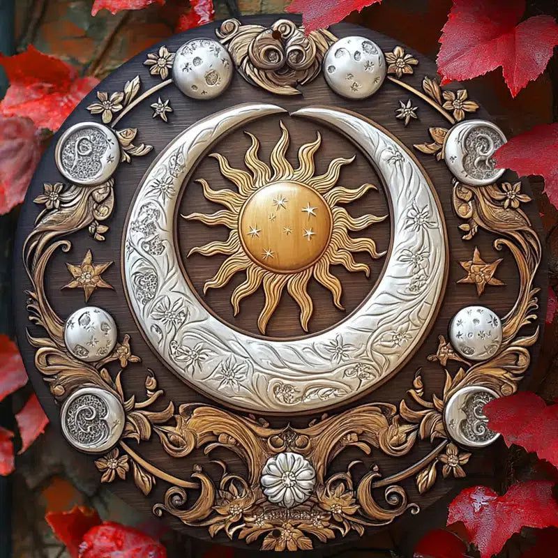 Moon Phase Metal Sign Celestial Sun Moon Home Decor-MoonChildWorld