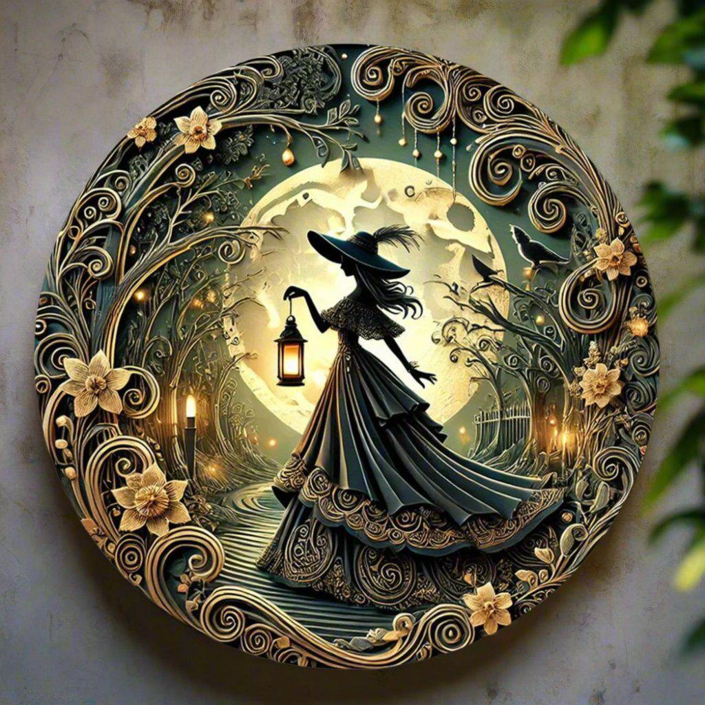 Christmas Witch Metal Sign for Pagan Yule Home Decorations-MoonChildWorld