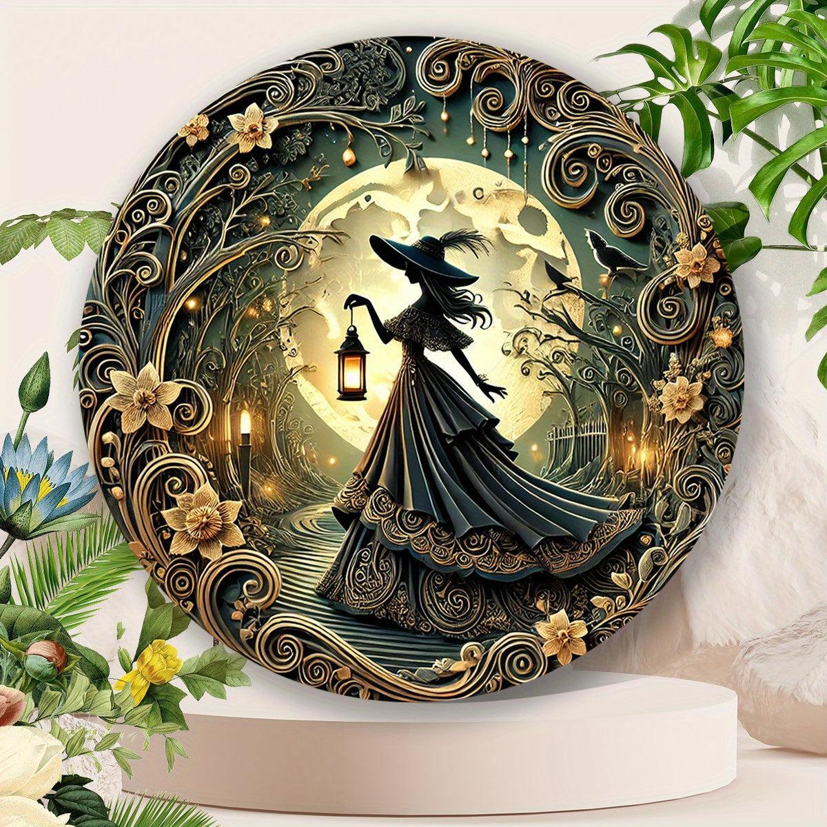 Christmas Witch Metal Sign for Pagan Yule Home Decorations-MoonChildWorld