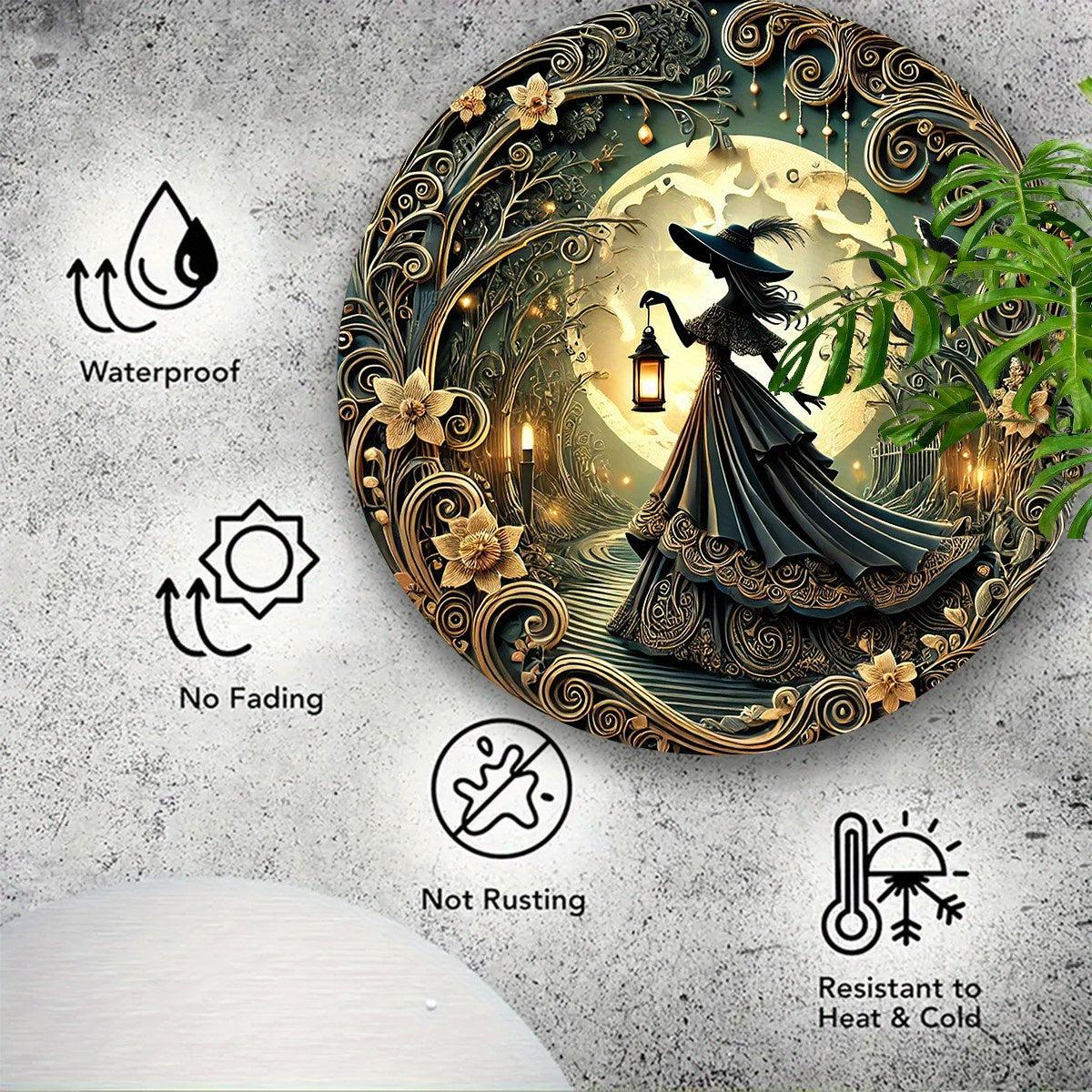 Christmas Witch Metal Sign for Pagan Yule Home Decorations-MoonChildWorld