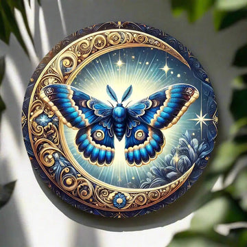 Moon Butterfly Wall Art Mystic Butterfly Metal Sign-MoonChildWorld