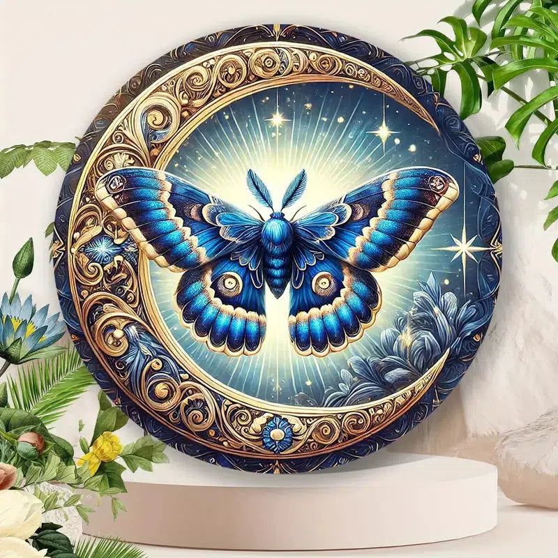 Moon Butterfly Wall Art Mystic Butterfly Metal Sign-MoonChildWorld