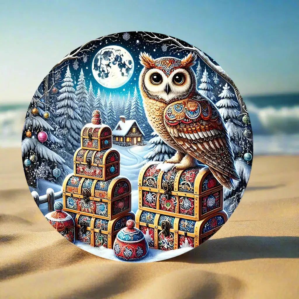 Winter Owl Metal Sign Pagan Home Decor for Yule-MoonChildWorld