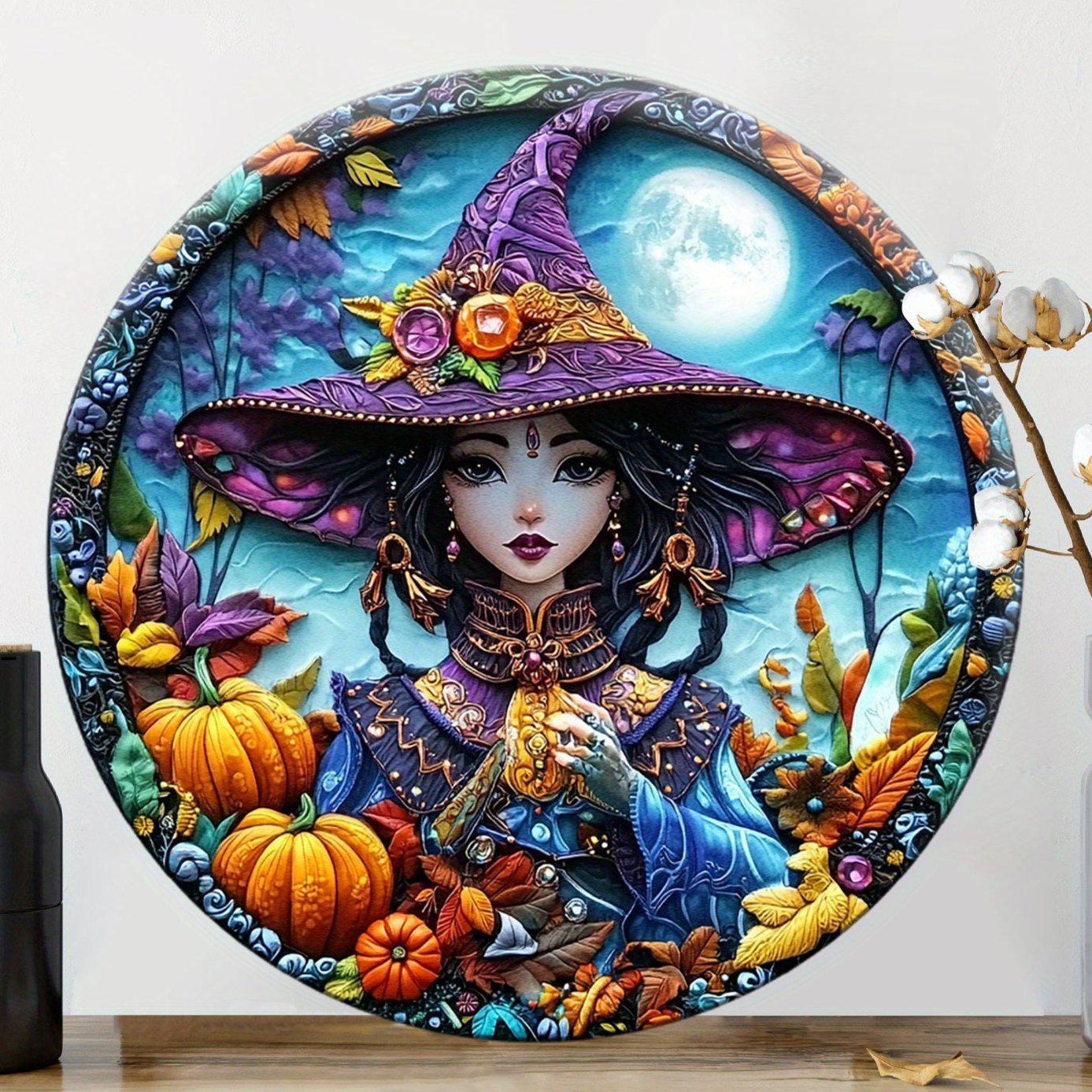 Beautiful Witch Metal Sign Spooky Halloween Wall Decor-MoonChildWorld