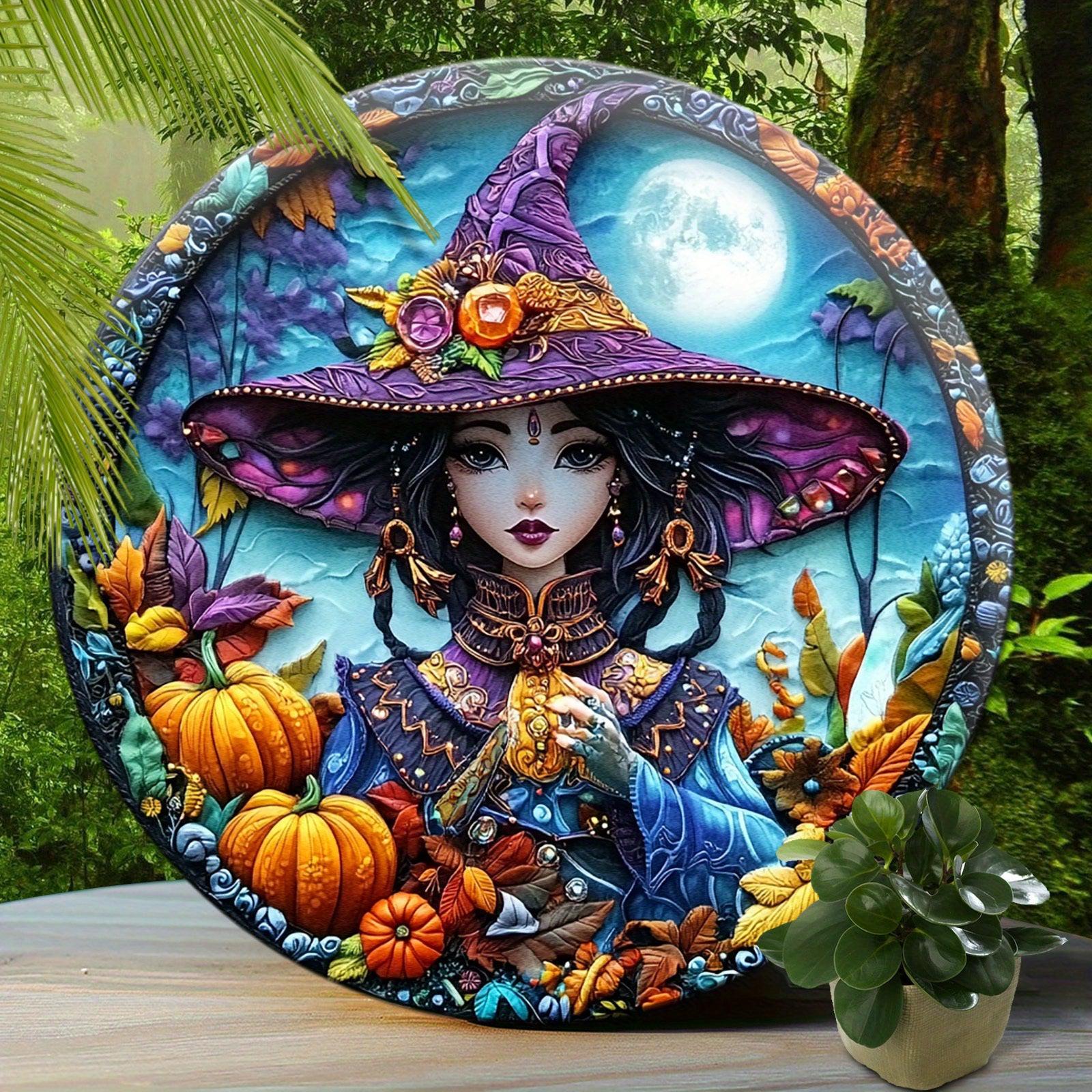 Beautiful Witch Metal Sign Spooky Halloween Wall Decor-MoonChildWorld