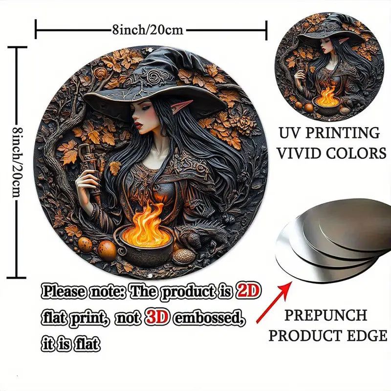 Dark Witch Metal Sign Gothic Wall Sign Halloween Decor-MoonChildWorld