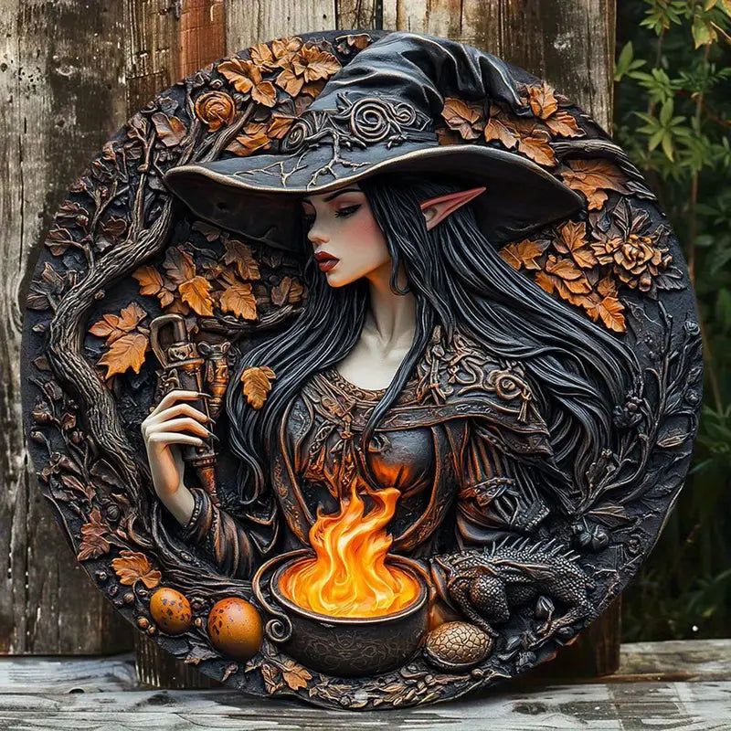 Dark Witch Metal Sign Gothic Wall Sign Halloween Decor-MoonChildWorld