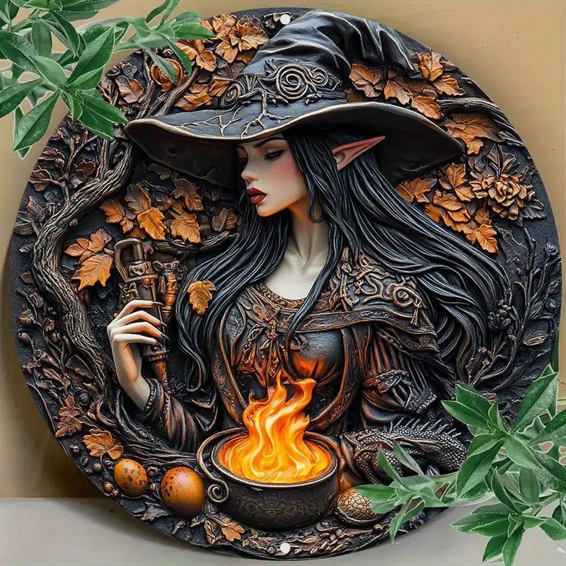 Dark Witch Metal Sign Gothic Wall Sign Halloween Decor-MoonChildWorld