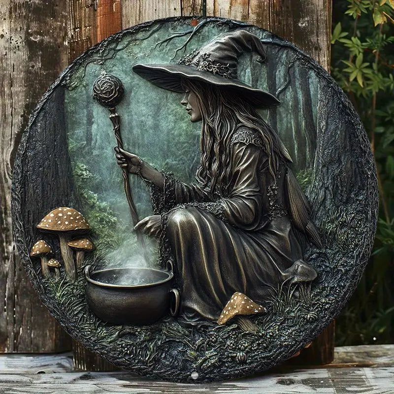 Witch Brewing Potion Witchy Metal Sign-MoonChildWorld