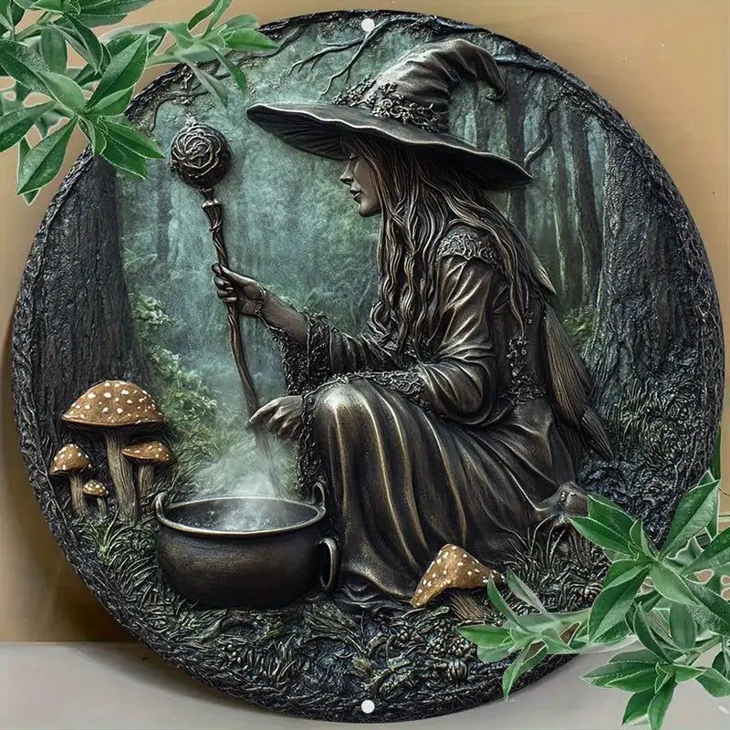 Witch Brewing Potion Witchy Metal Sign-MoonChildWorld