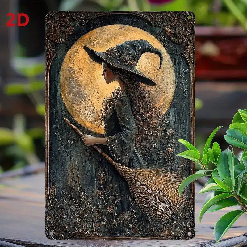 Moon Witch Wall Art Witchy Metal Sign Mystic Home Decor-MoonChildWorld