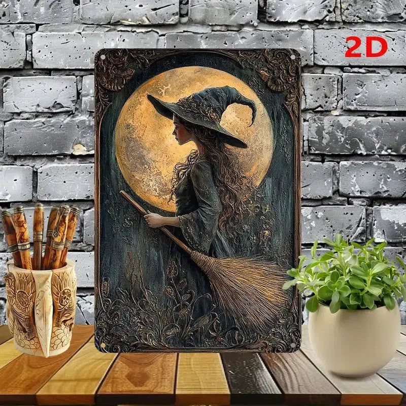 Moon Witch Wall Art Witchy Metal Sign Mystic Home Decor-MoonChildWorld