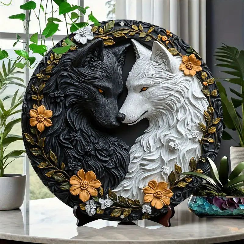 Black and White Wolf Metal Sign Wolves Home Decor-MoonChildWorld