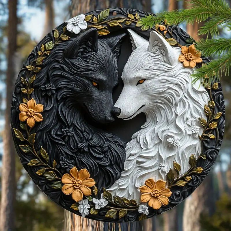 Black and White Wolf Metal Sign Wolves Home Decor-MoonChildWorld