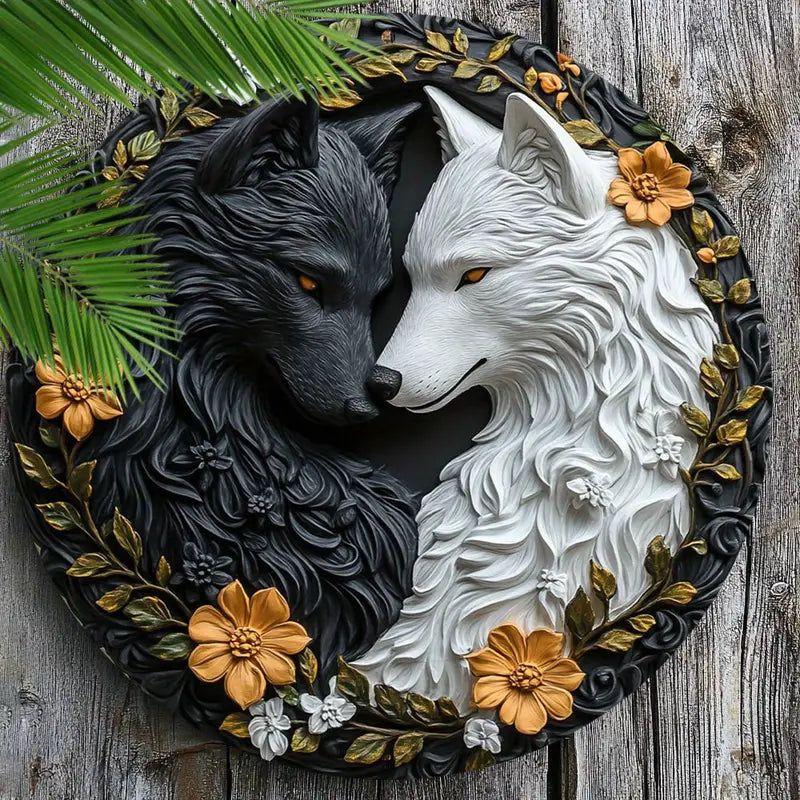 Black and White Wolf Metal Sign Wolves Home Decor-MoonChildWorld