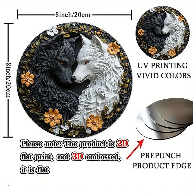 Black and White Wolf Metal Sign Wolves Home Decor-MoonChildWorld