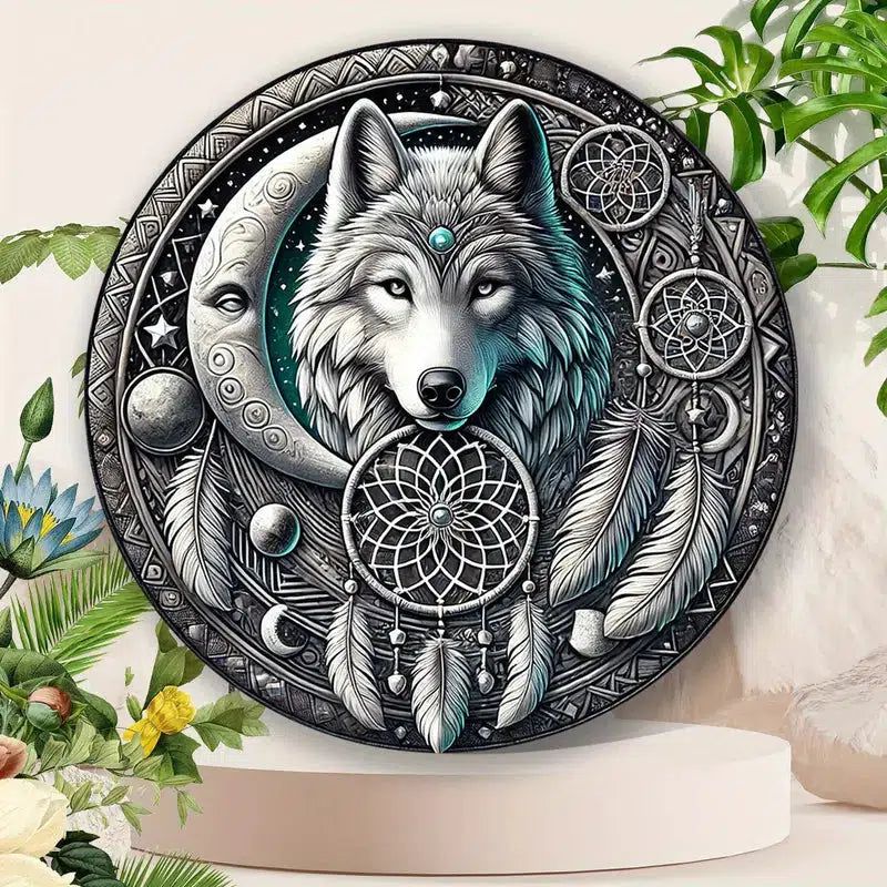 Spirit animal Moon Wolf Metal sign Witchy Home decor-MoonChildWorld