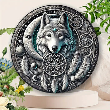 Spirit animal Moon Wolf Metal sign Witchy Home decor