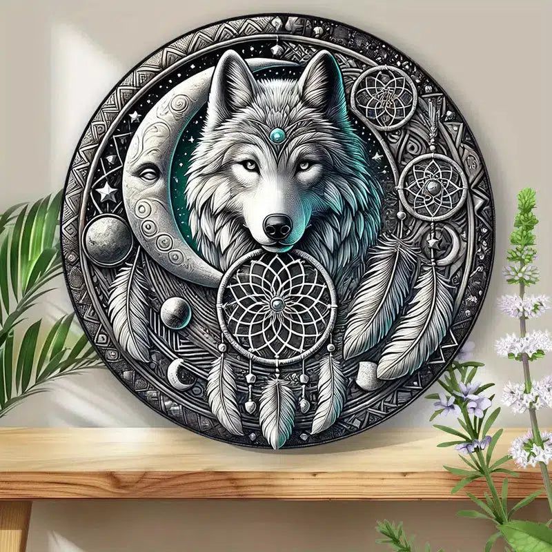 Spirit animal Moon Wolf Metal sign Witchy Home decor-MoonChildWorld