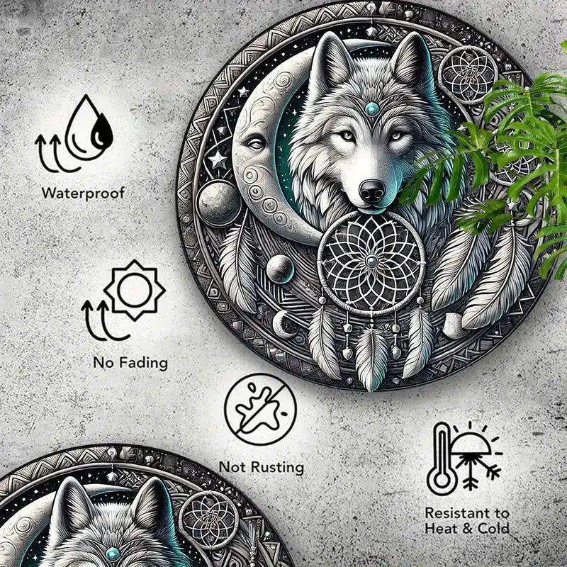 Spirit animal Moon Wolf Metal sign Witchy Home decor-MoonChildWorld