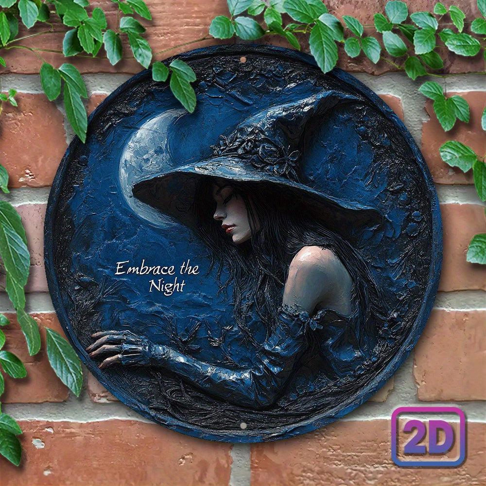 Embrace the Night Witch Wall Decor Halloween Metal Sign-MoonChildWorld