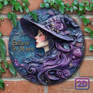 Magic Witch Wall Art Wiccan Christmas Metal Sign for Pagan Yule Home Decorations