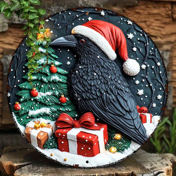 Dark Crow Wall Art Witchy Raven Metal Sign for Gothic Christmas Decorations-MoonChildWorld