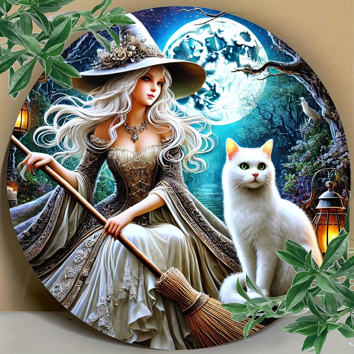 Charming White Witch Metal Sign Mystic Wall Decor-MoonChildWorld