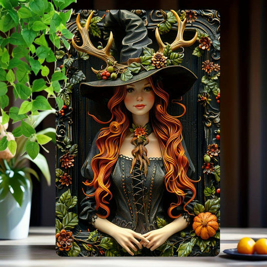 Forest Witch Wall Art Witchy Metal Sign Yule Pagan Home Decor