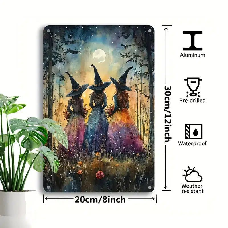 Forest Witches Wall Art Mystic Witch Metal Sign Halloween Home Decor-MoonChildWorld