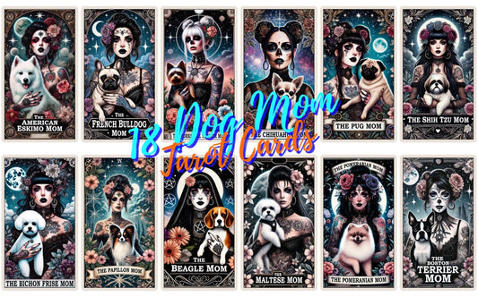 18 Dog Mom Witchy Woman Tarot Cards Digital File-MoonChildWorld