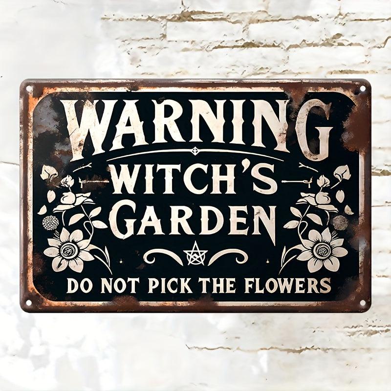 Witch's Garden Metal Sign Witch Wall Decor Halloween Welcome Sign-MoonChildWorld