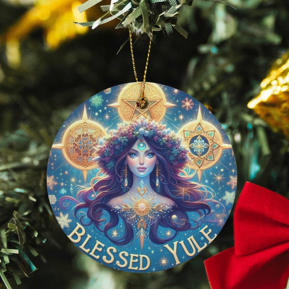 Triple Goddess Ceramic Christmas Ornament for Yule Tree Decorations-MoonChildWorld