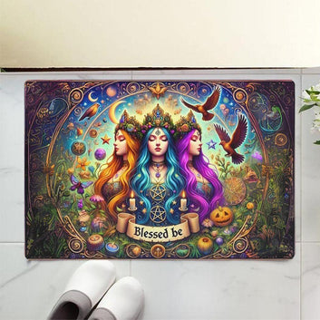Wicca Triple Goddess Doormat for Pagan Home Decor
