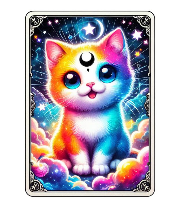 24 Funny Cat Tarot Cards Digital File-MoonChildWorld