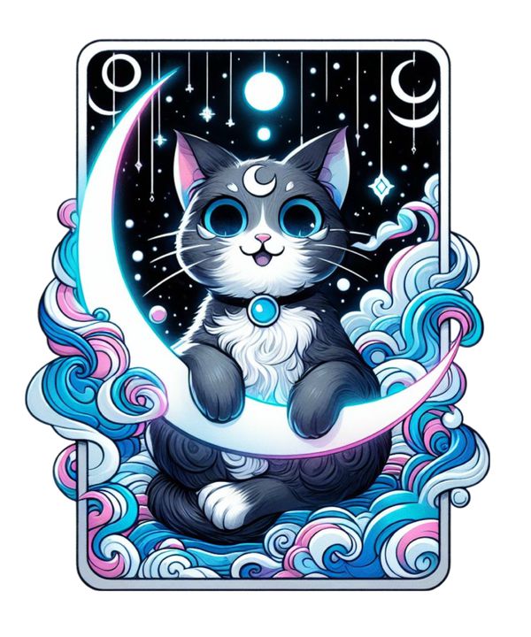 24 Funny Cat Tarot Cards Digital File-MoonChildWorld