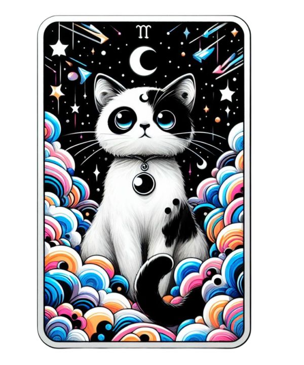 24 Funny Cat Tarot Cards Digital File-MoonChildWorld