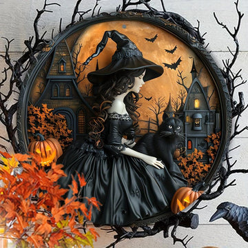 Halloween Gothic Witch Metal Sign Spooky Home Decor Gothic Metal Wall Art-MoonChildWorld