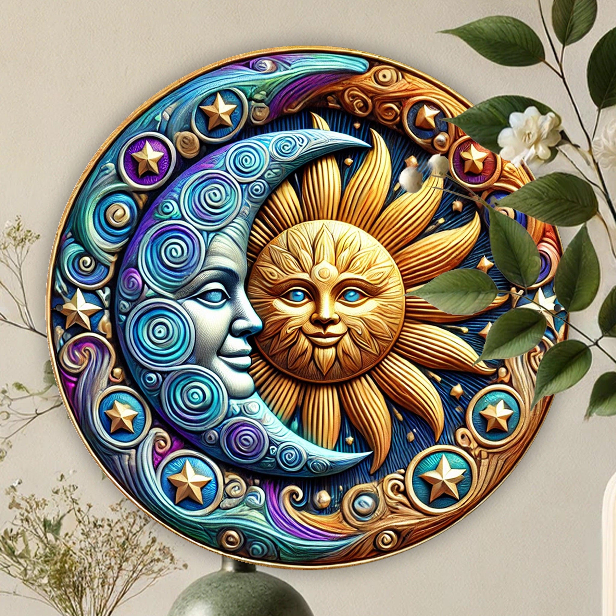 Sun and Moon Metal Sign Celestial Home Decor-MoonChildWorld