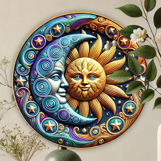 Sun and Moon Metal Sign Celestial Home Decor