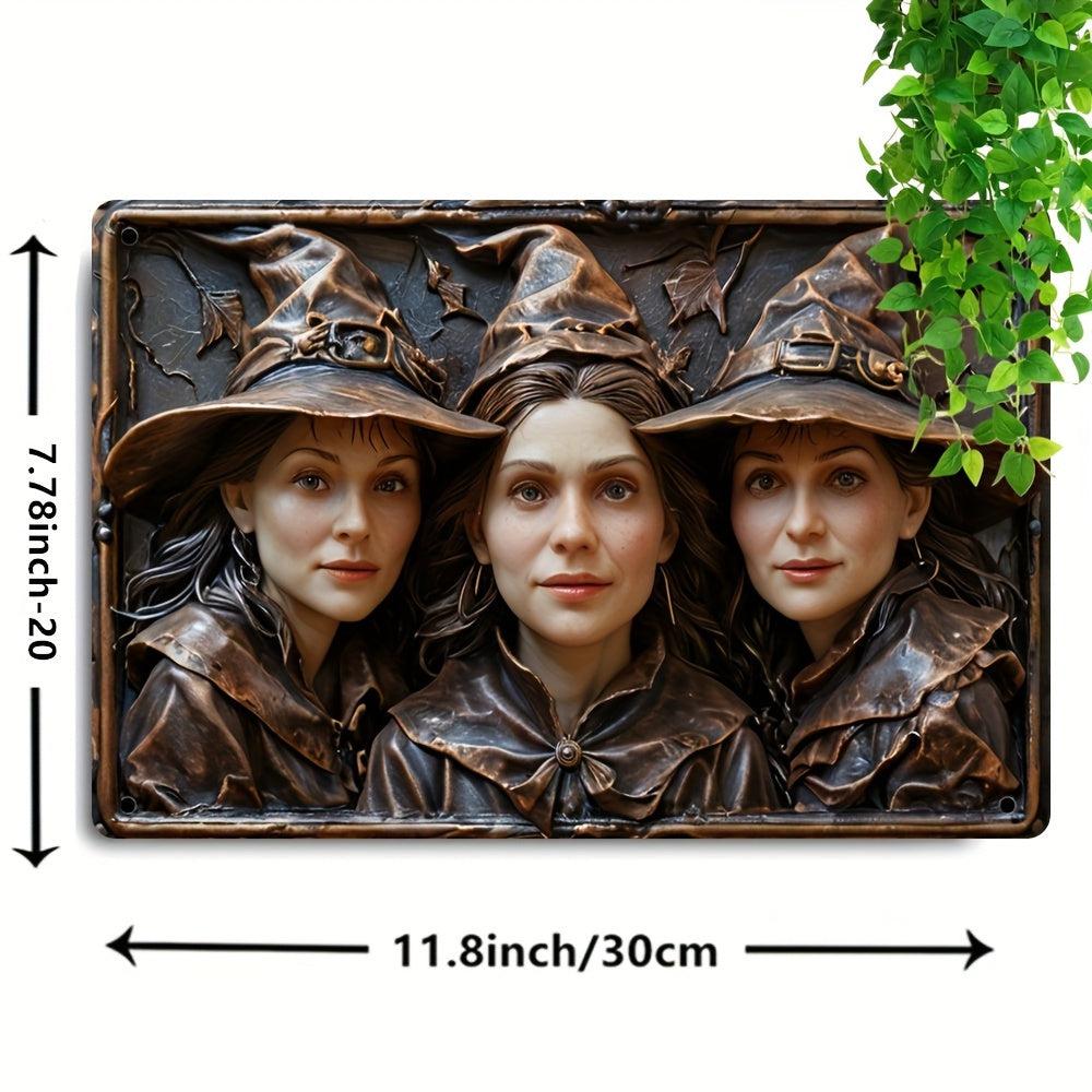 Witch Sisters Metal Sign Halloween Witch Wall Decor-MoonChildWorld