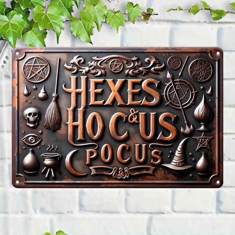 Sarcastic Hexes & Hocus Pocus Metal Sign Witch Wall Decor Halloween Welcome Sign-MoonChildWorld