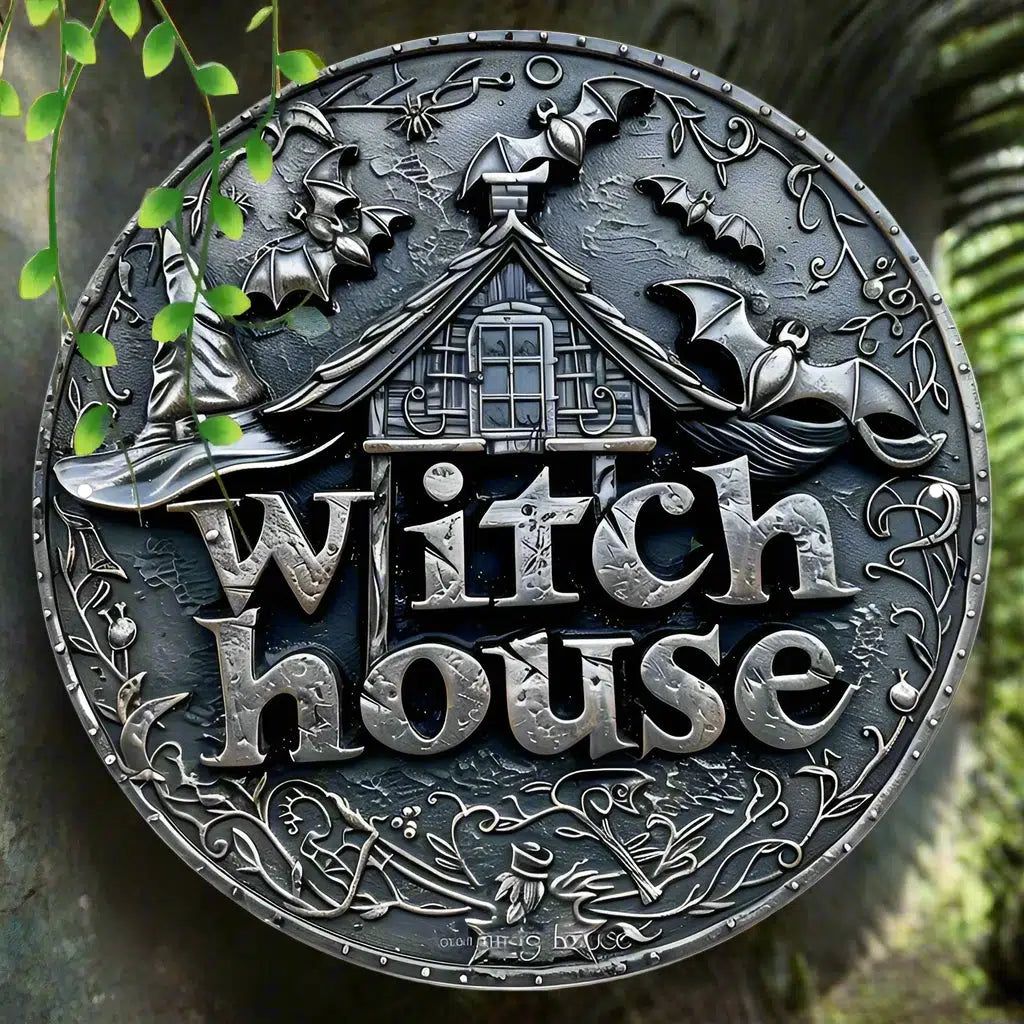 Witch House Metal Sign Witchy Wall Sign For Halloween-MoonChildWorld