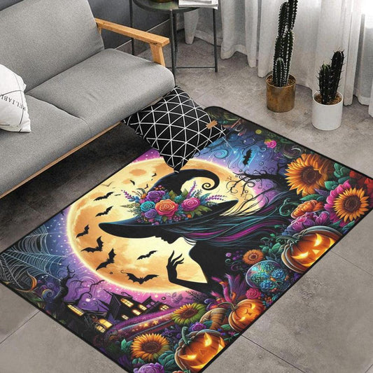 Moon Witch Area Rug Gothic Carpet for Halloween