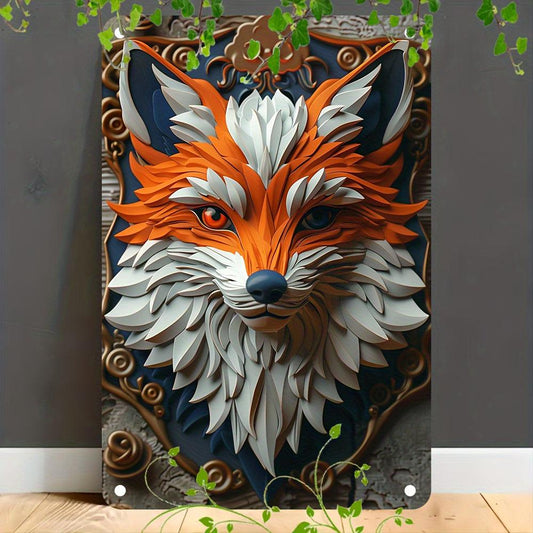 Foxe in Forest Wall Art Mystic Fox Metal Sign for Spirit Animal Home Decor