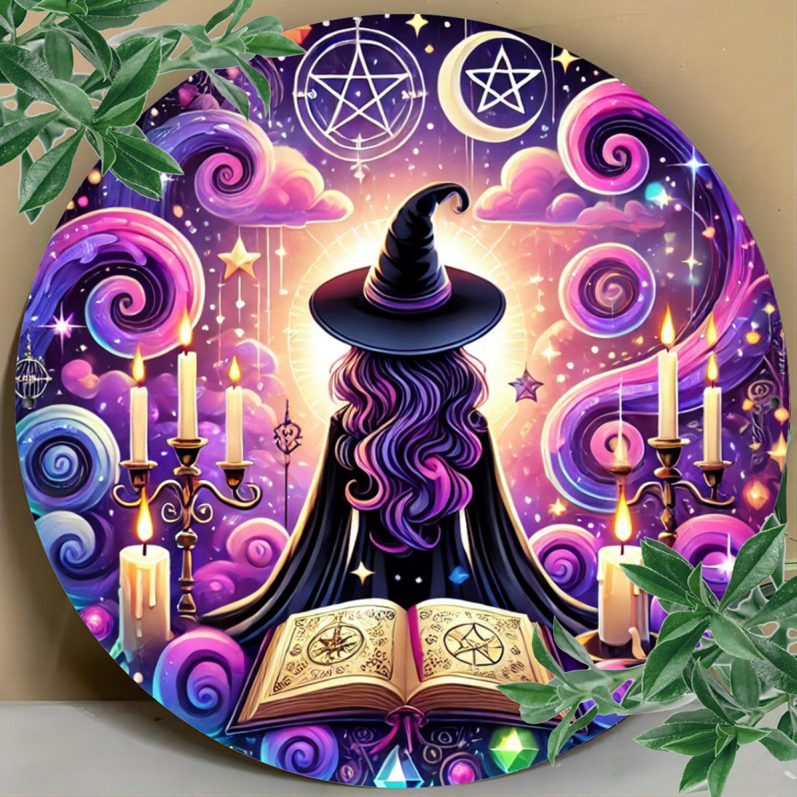 Witchy Christmas Wall Decor Mystic Witch Metal Sign for Pagan Yule Home Decorations-MoonChildWorld