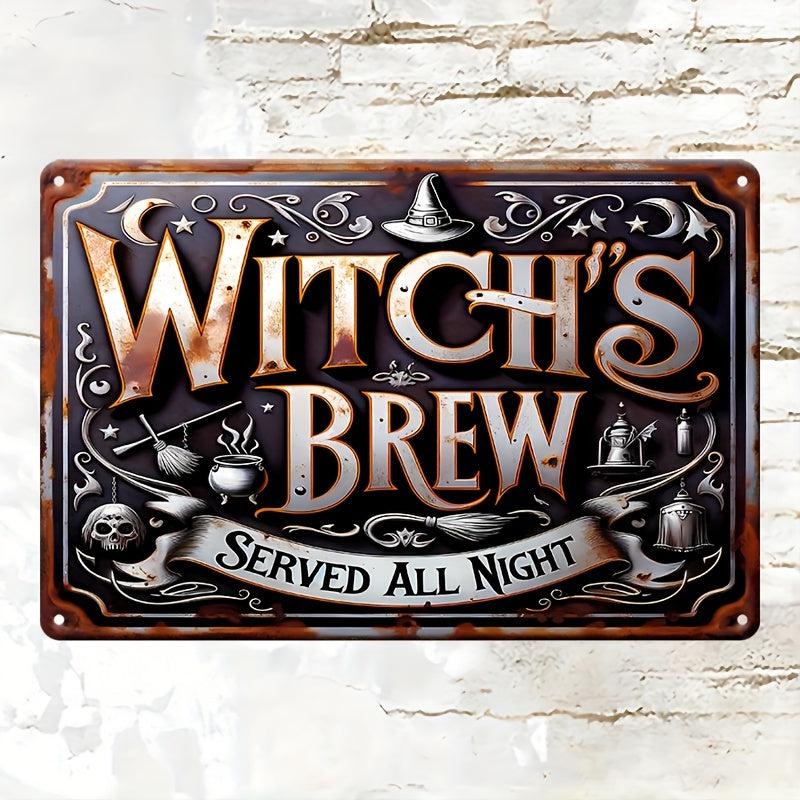 Witch's Brew Metal Sign Witch Wall Decor Halloween Welcome Sign-MoonChildWorld