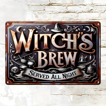 Witch's Brew Metal Sign Witch Wall Decor Halloween Welcome Sign